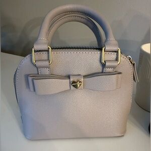Betsey Johnson Mini Satchel Bow Bag Blush Pink Light Gray Gold Hardware